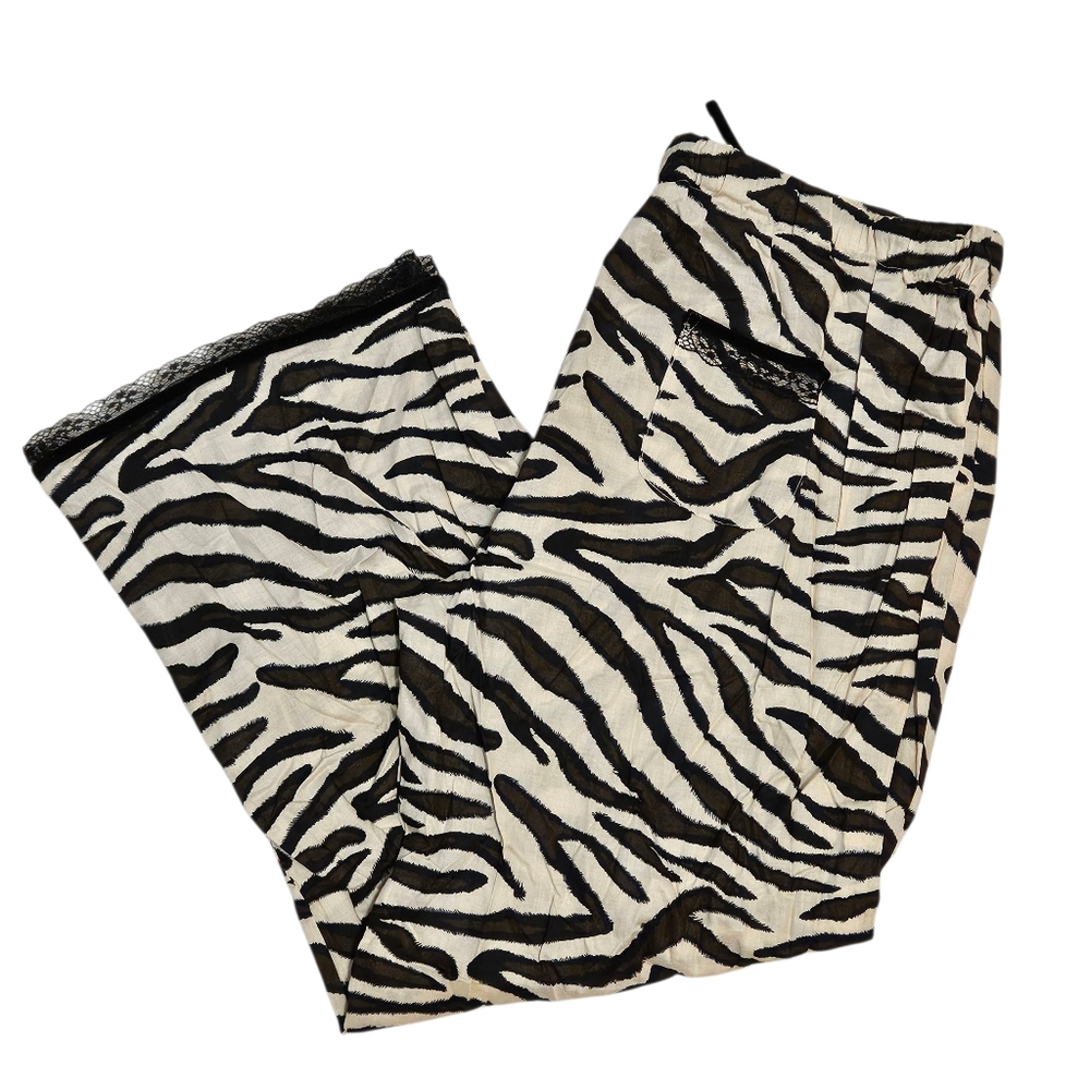 Joe Fresh 100% Cotton Beige/Brown Zebra Print Pajama Pants